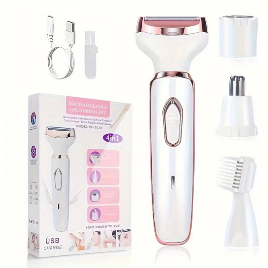 Rasoir Électrique 4 en 1 pour Femme – Épilateur & Tondeuse Sans Douleur